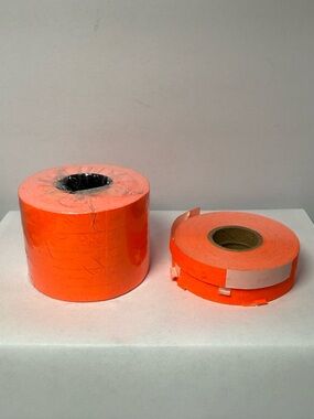 Vtg Fluorescent Orange Price Gun Labels Retail Markdowns Stickers Lot of 7 Rolls